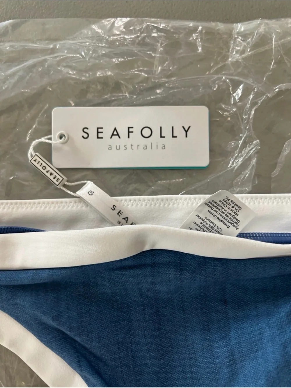 Women’s Navy & White Contrast Trim Bikini Bottom Size 6 In USA